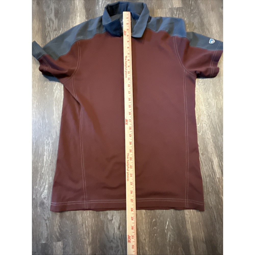 Kuhl Shadow Short Sleeve 1/4 Zip Polo Golf Shirt Men's Large Crimson & Gray - Picture 6 of 6